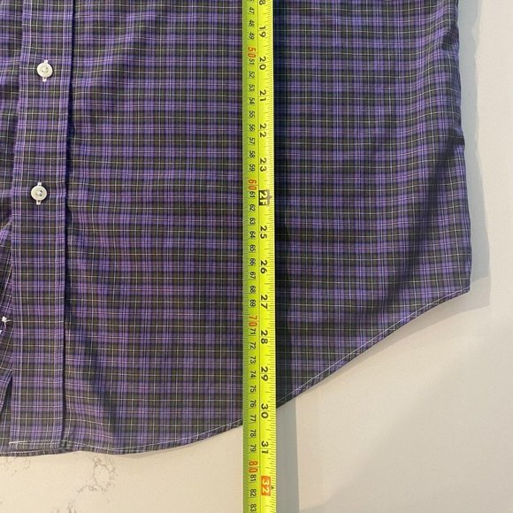 Lauren Ralph Lauren Shirt Mens 17.5 34/35 Purple Plaid Button Up Non-Iron Cotton - Picture 6 of 8
